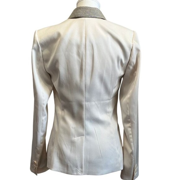 GUESS SATIN GLITTER SHAWL LAPEL BLAZER IN CHAMPAGNE - 4 - Picture 3 of 11